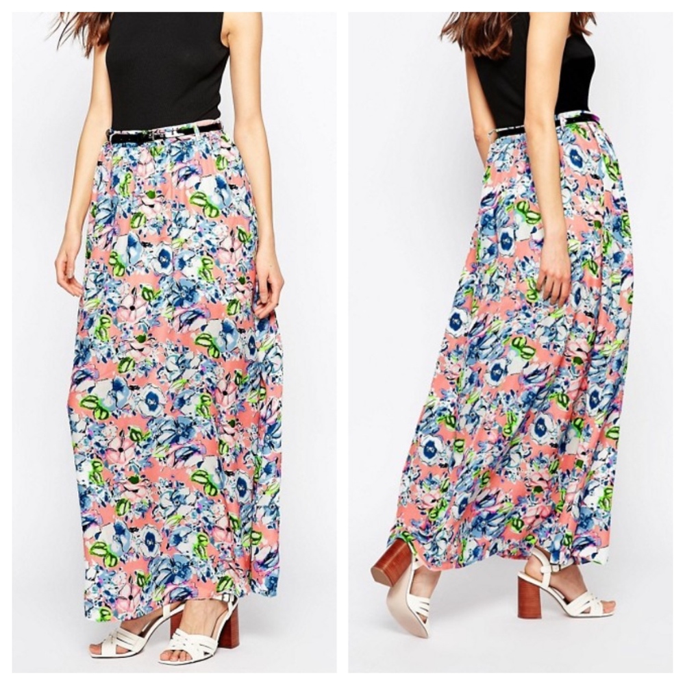 Asos Madam Rage Floral Maxi Skirt